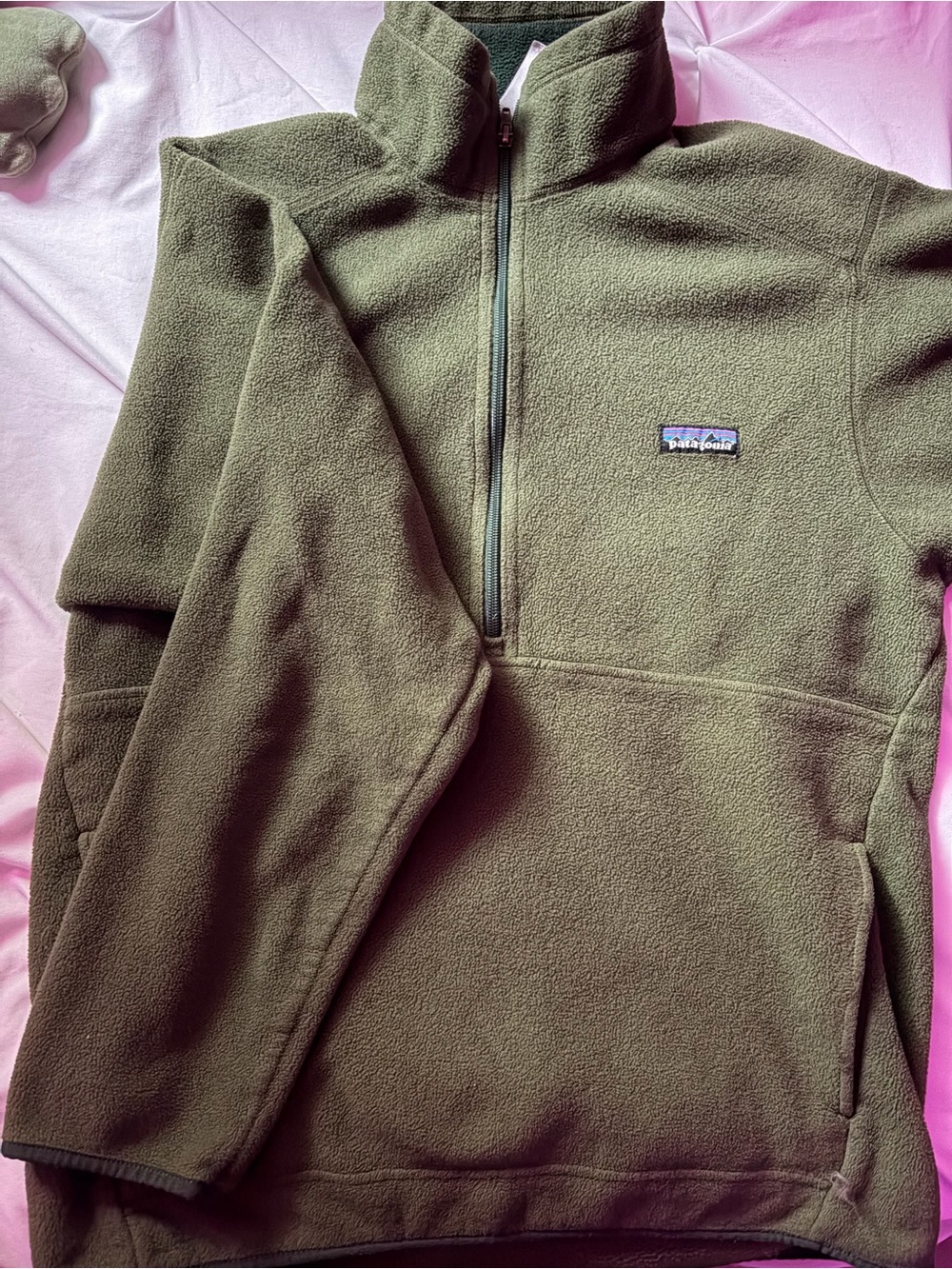 Patagonia Olive Green Half-Zip Fleece Synchilla